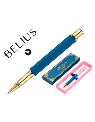 Stylo-bille belius macaron bliss hexagonal aluminium details et attributs or encre bleue col. Bleu/rose coffret cadeau.
