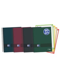 Cahier Oxford & You A5+, couverture extra rigide, format Europeanbook - 120 feuilles - Grille 5x5 - Couleurs assorties