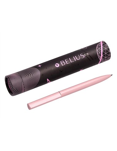 Stylo-bille belius rocket b monochrome sans agrafe encre bleue coloris rose dans coffret cadeau original cylindrique.