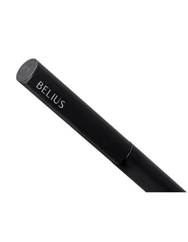 Stylo-bille belius rocket b monochrome sans agrafe encre bleue coloris noir dans coffret cadeau original cylindrique.