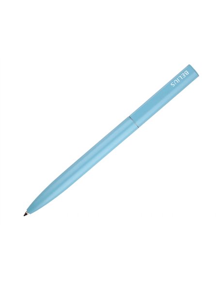 Stylo-bille belius rocket b monochrome sans agrafe encre bleue coloris bleu dans coffret cadeau original cylindrique.