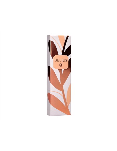 Stylo-bille belius rose aluminium details et attributs or rose encre bleue coloris orange dans coffret cadeau.