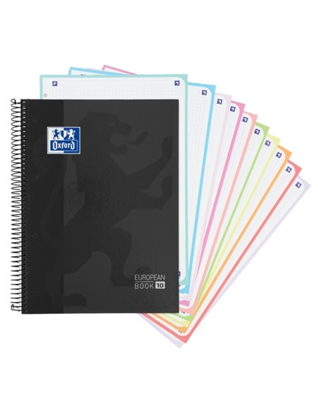 Cahier européen Oxford School Classic A4+ à couverture extra rigide - 10 feuilles 5x5 - 150 feuilles - Noir