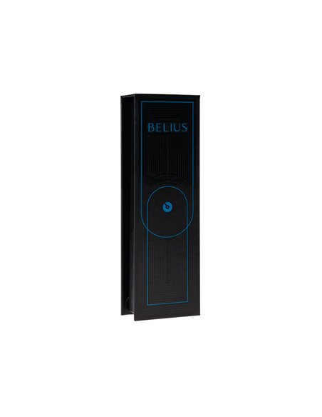 Roller belius turbo aluminium texture pointillee attributs noir encre noire coloris bleu dans coffret cadeau.