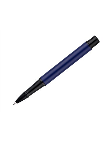 Roller belius turbo aluminium texture pointillee attributs noir encre noire coloris bleu dans coffret cadeau.