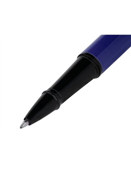 Roller belius turbo aluminium texture pointillee attributs noir encre noire coloris bleu dans coffret cadeau.