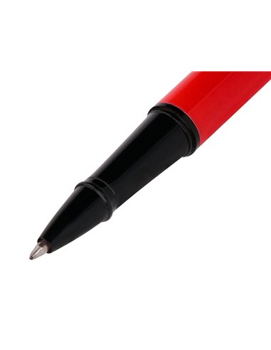 Roller belius turbo aluminium texture pointillee attributs noir encre bleue coloris rouge dans coffret cadeau.