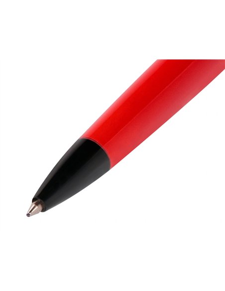 Stylo-bille belius turbo aluminium texture pointillee attributs noir encre bleue coloris rouge dans coffret cadeau.