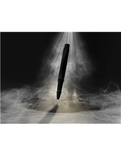 Stylo-bille belius turbo monochrome aluminium texture pointillee encre bleue coloris noir dans coffret cadeau. 2