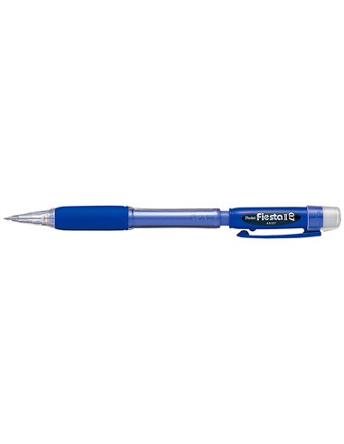 Porte-mine pentel fiesta 0.7mm rechargeable grip caoutchouc gomme avec capuchon corps bleu.