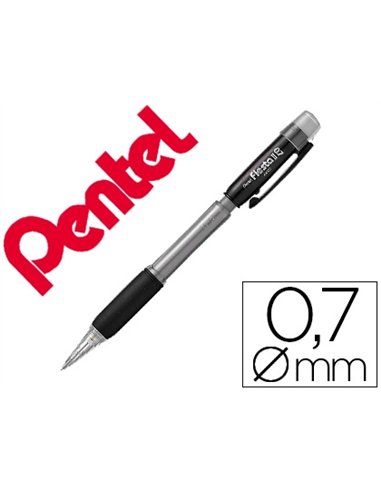 Porte-mine pentel fiesta 0.7mm rechargeable grip caoutchouc gomme avec capuchon contient 2 mines hb.