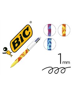 Stylo-bille bic 4 couleurs classiques pointe moyenne 1mm retractable rechargeable corps effet velours coffret 3.