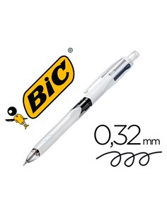 Stylo-bille bic 4 couleurs 3+1hb pointe moyenne 1mm bleu noir rouge rechargeable grip porte-mine et 2 mines hb 0.7mm.