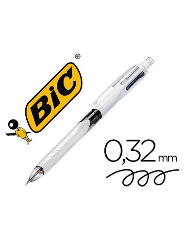 Stylo-bille bic 4 couleurs 3+1hb pointe moyenne 1mm bleu noir rouge rechargeable grip porte-mine et 2 mines hb 0.7mm.