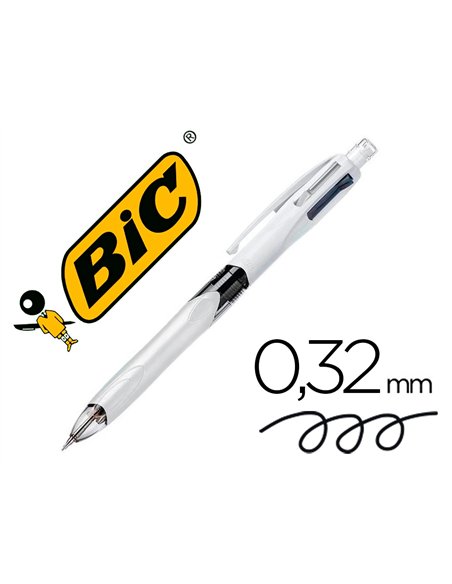 Stylo-bille bic 4 couleurs 3+1hb pointe moyenne 1mm bleu noir rouge rechargeable grip porte-mine et 2 mines hb 0.7mm.