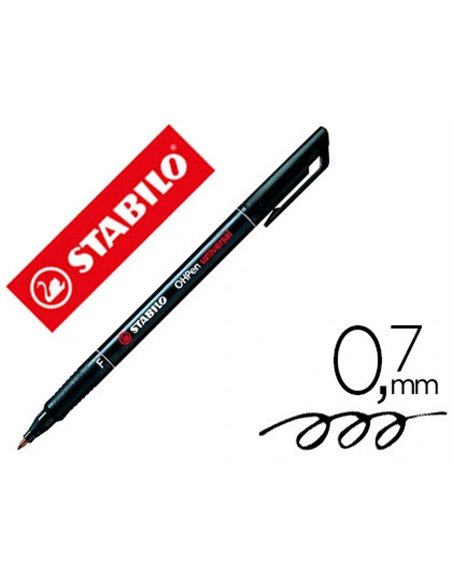 Stylo-feutre stabilo ohp pen permanent pointe fine 0.7mm encre indélébile multi-supports agrafe coloris noir.