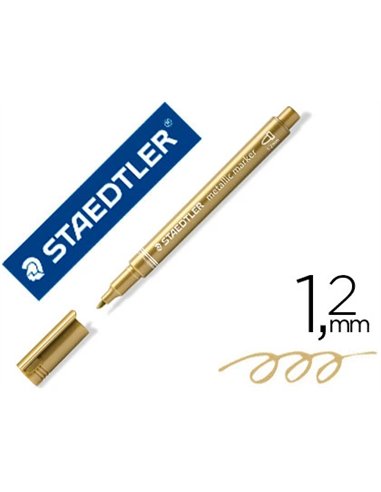 Marqueur staedtler encre métallique base eau effaçable pointe ogive trace 1,2mm coloris or.