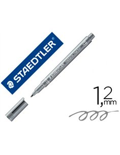 Marqueur staedtler encre métallique base eau effaçable pointe ogive tracé 1,2mm coloris argent.