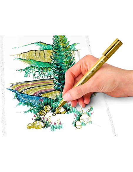 Marqueur staedtler corps metallique 8323 pointe ogive 2,7mm trace 1 a 2mm pack de 10 assortis.