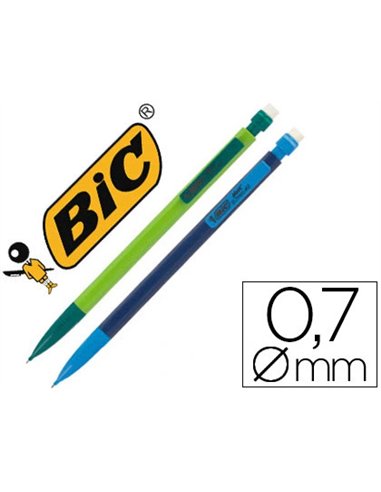 Porte-mine bic matic combos 0.7mm embout gomme corps et agrafe colorés 3 mines hb fun.