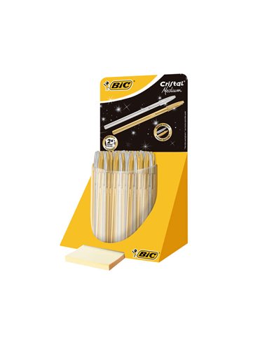 Coffret de 40 stylos à bille Bic Cristal Celebration Line, corps doré et argenté, pointe moyenne 1,0 mm, encre à base d'huile, b