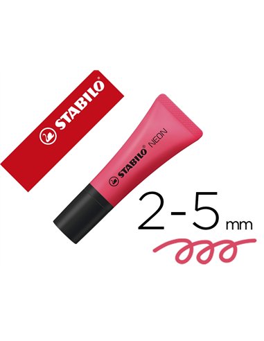 Surligneur stabilo néon fluorescence intense sèche après 4h tube gloss coloris rose.