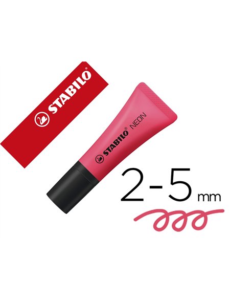Surligneur stabilo néon fluorescence intense sèche après 4h tube gloss coloris rose.