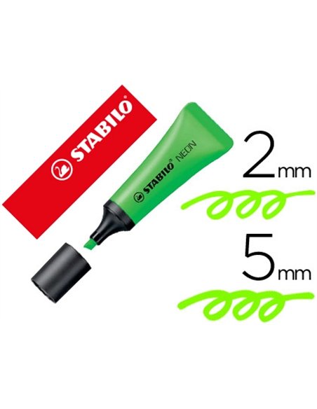 Surligneur stabilo néon fluorescence intense sèche après 4h tube gloss coloris vert.