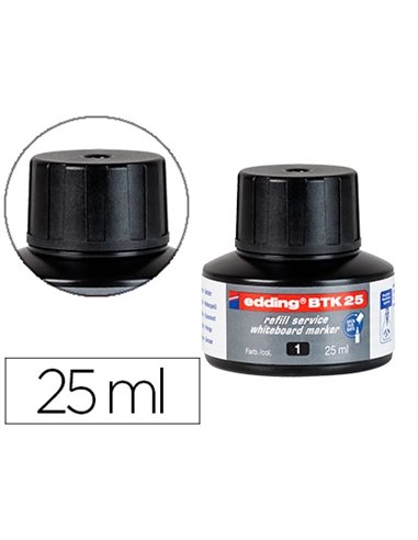 Recharge marqueur edding btk-25 tableau blanc couleur noir flacon 25ml.
