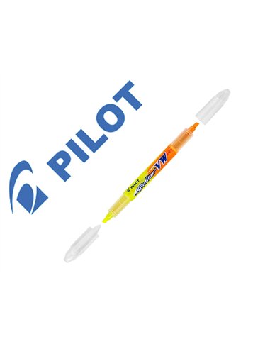 Surligneur pilot spotliter vw begreen double pointe moyenne encre liquide coloris jaune et orange.