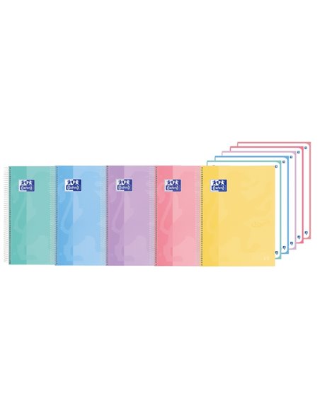 Cahier Oxford School Touch Europeanbook 5 Dotbook A4+ - Couverture extra rigide - Points 5x5 - 120 feuilles - Couleurs assorties