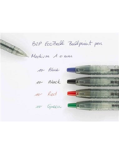 Stylo-bille pilot b2p ecoball begreen retractable rechargeable. Pointe moyenne. Coloris noir 621581.