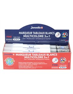 Marqueur juvenilia effacable tableau blanc multicolore 3 en 1 rechargeable pointe fine conique retractable. 2