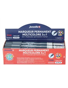 Marqueur juvenilia permanent multicolore 3 en 1 rechargeable pointe fine conique retractable. 2