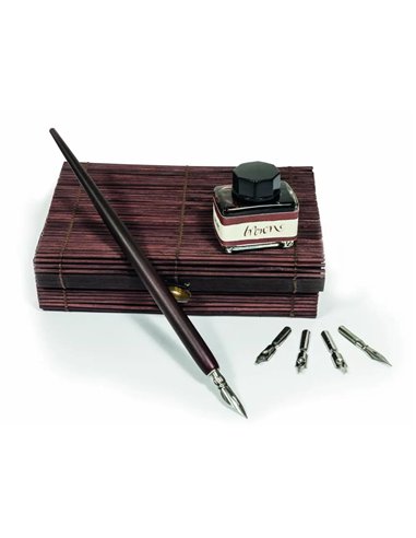 Parure online de calligraphie a l'ancienne dans boite en bambou.