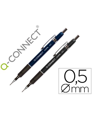 Porte-mine q-connect kappa 0.5mm pointe rétractable gomme bouton poussoir grip caoutchouc coloris assortis.