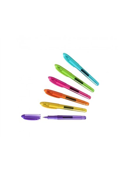 Stylo roller wonday rechargeable coloris assortis + 1 cartouche d'encre bleue.