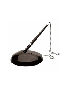 Stylo-bille q-connect sur socle plastique lesté chaînette nickelée rechargeable 4 recharges encre bleue. 2