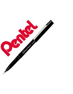 Stylo-feutre pentel jm20 plume dessin écriture pointe plastique souple agrafe métal encre noire.