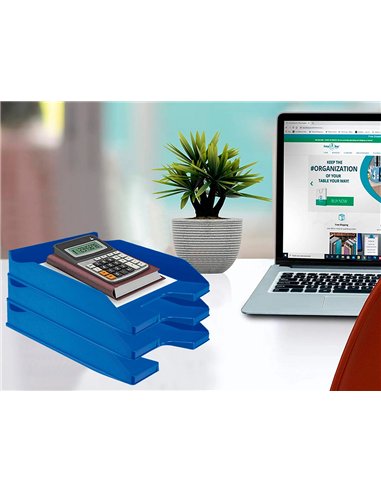 Corbeille à courrier q-connectpolypropylène documents a4+ 245x320mm empilable 350x255x65mm coloris bleu opaque.