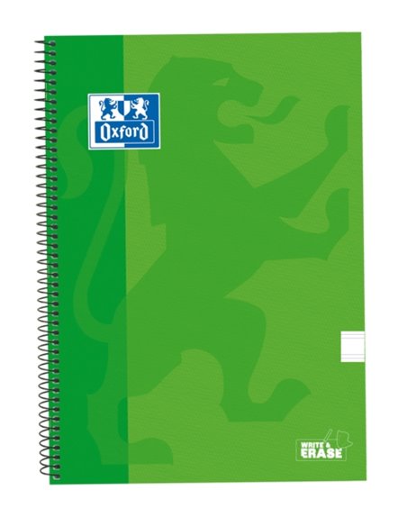 Cahier à spirale classique Oxford School - Couverture extra rigide - Inscription et effacement - Ligné 2,5 mm - 80 feuilles - Ve