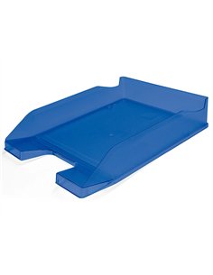 Corbeille à courrier q-connectpolypropylène documents a4+ 240x320mm empilable 350x255x65mm coloris bleu transparent.