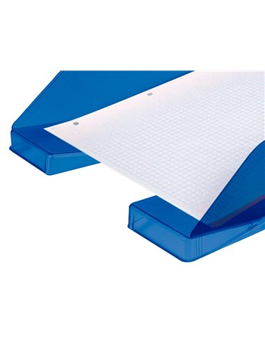 Corbeille à courrier q-connectpolypropylène documents a4+ 240x320mm empilable 350x255x65mm coloris bleu transparent.