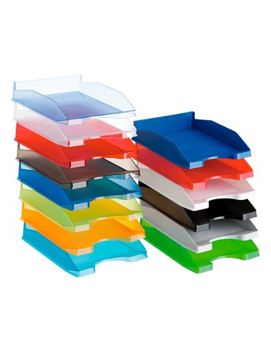 Corbeille à courrier q-connectpolypropylène documents a4+ 240x320mm empilable 350x255x65mm coloris bleu transparent.