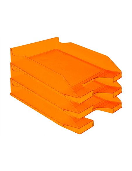 Corbeille à courrier q-connectpolypropylène documents a4+ 240x320mm empilable 350x255x65mm coloris orange transparent.