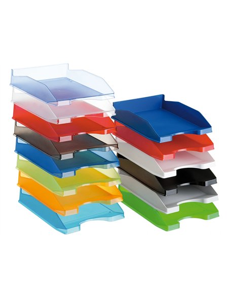 Corbeille à courrier q-connectpolypropylène documents a4+ 240x320mm empilable 350x255x65mm coloris orange transparent.