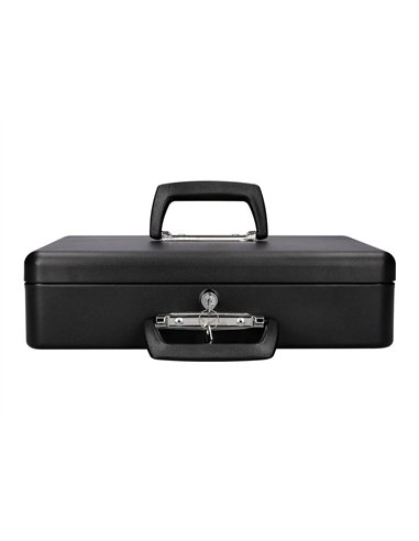 Caisse monnaie q-connect structure acier 0.8mm épaisseur plateau amovible espace billets 370x110x290mm coloris noir.