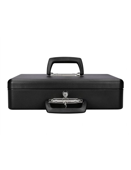 Caisse monnaie q-connect structure acier 0.8mm épaisseur plateau amovible espace billets 370x110x290mm coloris noir.