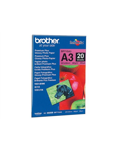 Papier photo brother brillant a3 260g/m2 paquet 20 feuilles.