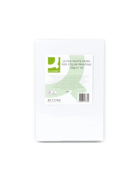 Papier q-connect multifonction ultrawhite a4 100g/m2 blancheur 170 opacité 96 rigidité 60 500 feuilles.